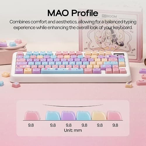 KiiBOOM Cute Cat Keycaps Set, Mao Profile, Cat Shape | PC Keycap for MX Switch Mechanical Keyboard, Compatible with 60%, 65%, 75%, TKL, 96%, Full-Sized Layout (Meow Pudding) thumbnail 6