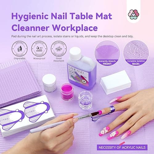 SAVILAND 8OZ EMA Acrylic Liquid Monomer: Pure EMA Odorless Liquid Monomer Professional Nail Monomer Liquid Kit for Acrylic Powder with Acrylic Brush Dappen Dish Nail Table Mat Nail Tech Salon thumbnail 6