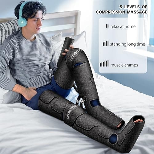 Gifts for Men, Women, Dad, Mom, Mothers Day, Fathers Day, Christmas, Birthday, Air Compression Massager with Heat for Foot, Leg, Knee, Works for Vericose Veins, Muscle Fatigue, Cramps, Swelling, Edema thumbnail 5