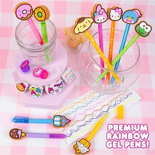 Hello Kitty & Friends Café Multi-Pen Set, 10 Hello Kitty Pens For Kawaii Notebook, Stamps, Erasers & More Sanrio Stationery, Fun Office Supplies, Cute School Supplies, Hello Kitty Merch thumbnail 6