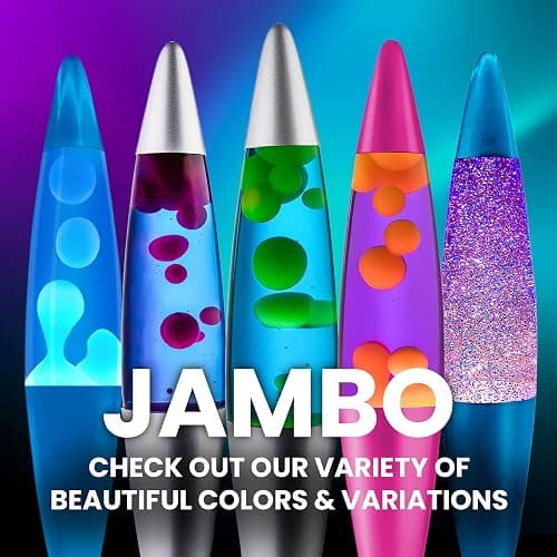JAMBO 16" Beautiful Lamp- Purple with Yellow/Orange Wax, Relaxing Liquid Light, Night Light Nightlight, Home Decor Living Room Office Bedroom Lamp for Adults Teens Kids, Magma Motion thumbnail 6