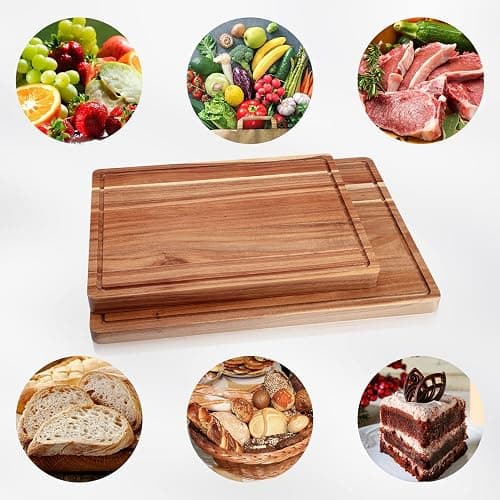 Large Acacia Wood Cutting Boards for Kitchen, 20 x 15 Inch Extra Large Wooden Cutting Board with Juice Groove, Reversible Butcher Block Cutting Board for Meat and Veggies thumbnail 5