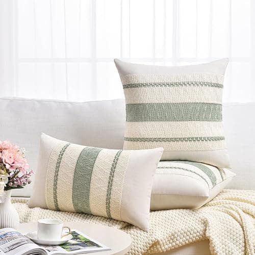 Fancy Homi Set of 1 Sage Green Boho Lumbar Decorative Throw Pillow Covers 12x20 Inch for Living Room Bedroom Couch Bed Chair, Rustic Retro Cushion Case, Bohemian Room Home Decor thumbnail 6