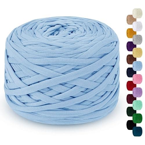 LEREATI Fettuccia per Borse a Uncinetto 285g/100m Cordino per Borse Uncinetto, Filato per Uncinetto, Cordoncino per Borse, Cestini, Tappeti, Fai da Te, Decorazioni, Artigianato (Blu Cielo) - Image 1