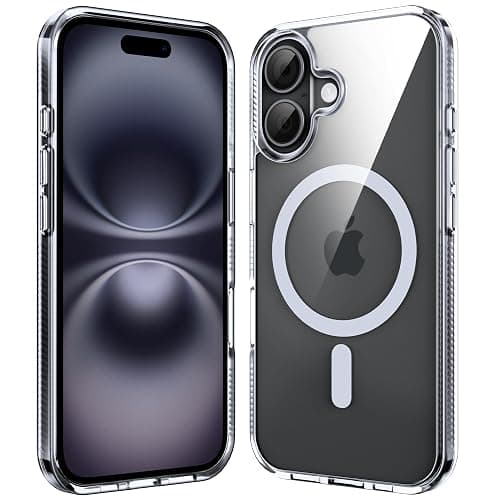 Supdeal Magnetic Case for iPhone 16, Compatible with MagSafe Transparent Not-Yellowing Cover Non-Slip Grip Military-Grade Shockproof Magnetic Clear Phone Case, 6.1", Transparent - Image 1