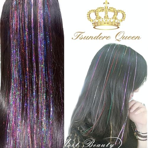 40'' Hair Tinsel 300 Strands 10 Color （Sparking Gold, Green, Hot Pink, Rainbow, Champagne Gold, Crimson, Sky Blue, Sapphire Blue, Silver, Violet) - 300 Strands/10 Color thumbnail 5