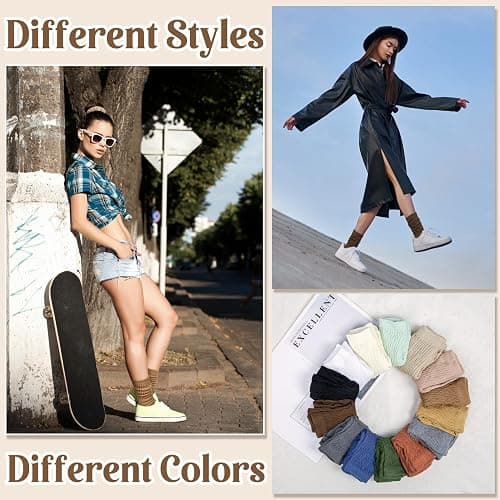 Justay 5 Pairs Slouchy Socks for Women - Slouch Long Crew Knit Boot Athletic Calf Tube Scrunch Socks thumbnail 6