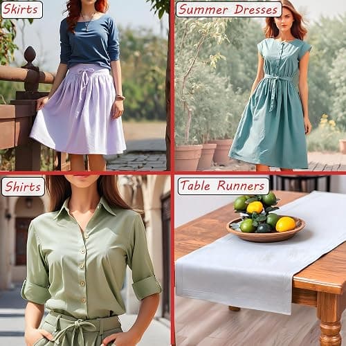 Barcelonetta | Poly Cotton Fabric for Sewing | Broadcloth Fabric | by The Yard | 60" Wide Roll | Lightweight, Breathable | Lining, Home Textile, Skirts, Tote Bags (Baby Blue, 10 Yard) thumbnail 5
