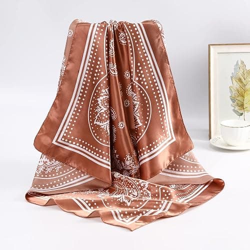AWAYTR 35” Satin Large Square Head Scarves - 4PCS Silk Like Neck Scarf Hair Sleeping Wraps Satin Silk Scarfs for Women thumbnail 4
