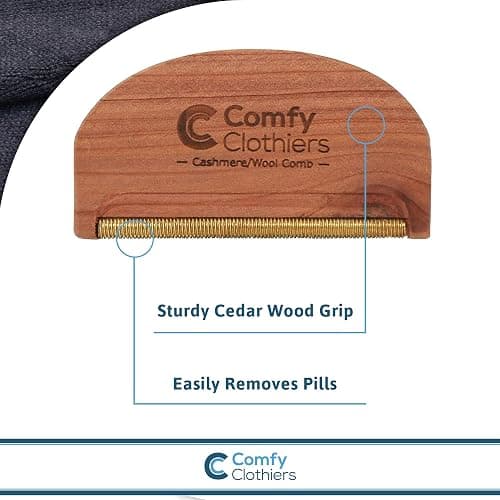 Comfy Clothiers Cedar Wood Sweater Pilling Remover - Multi-Fabric Cashmere Comb - De-Pilling and Lint Removal for Cashmere, Wool, and Other Fabrics - Restore Fine Garments, Sweaters, and Coats thumbnail 3