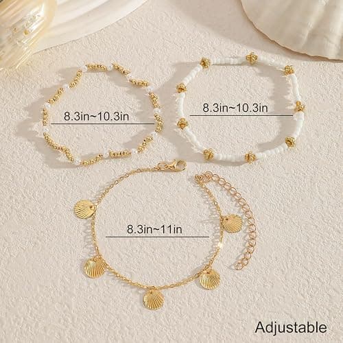 Seashell Ankle Bracelets for Women Starfish Bracelets Layered Boho Puka Shell Anklet Cowrie Shell Bracelets Hawaiian Summer Beach Foot Chain Jewelry thumbnail 6