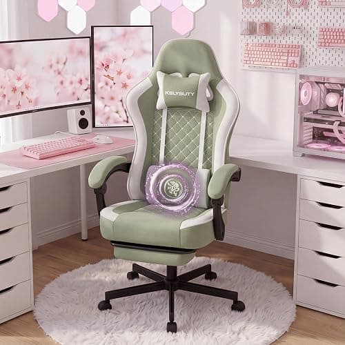Mistpeople Gaming Chair, Ergonomic High Back Computer Chair with Footrest, Lumbar Support & Pocket Spring Cushion, Comfortable Swivel Home Office Desk Chair for Adults thumbnail 2
