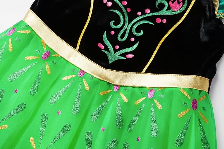 ReliParty Girls Princess Costume Dress up Green, with Accessories,150 thumbnail 4