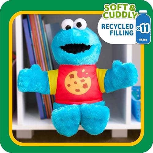 Sesame Street Sing-Along Cookie Monster 13-inch Plushie Stuffed Animal, Recycled Filling, Blue, Kids Toys for Ages 18 Month by Just Play thumbnail 2