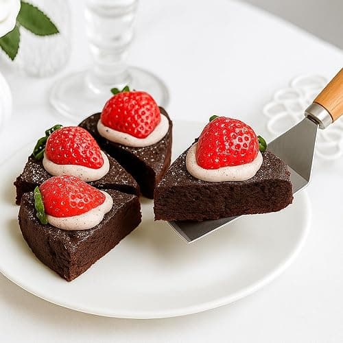 2-Piece Small Stainless Steel Spatula Set with Wooden Handles, Ideal for Flipping, Cooking, and Serving. Perfect for Brownies, Tiramisu, Cookies, Lasagna, and Pancakes. thumbnail 2