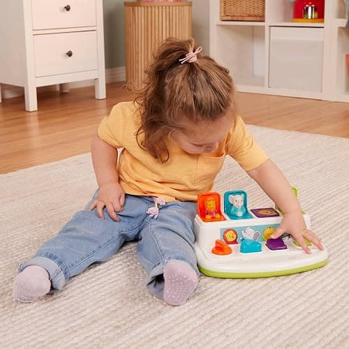 Battat – Cause – And – Effect Toy – Developmental Toy With Buttons & Colors – Color Sorting Animal Toys – For Kids, Toddlers, Babies – 18+ Months – Pop – Up Pals thumbnail 2
