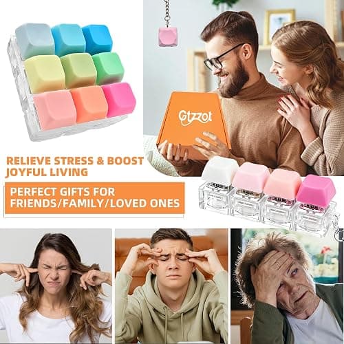 Gtzzot 6-Pack Keyboard Fidget Toy with Clicky/Creamy/Silent Switches & 75 Removable Keycaps—Stress Relief Keyboard Clicker Keychain in Gift Box—Calms Anxiety for Adults Office Travel School Home thumbnail 9