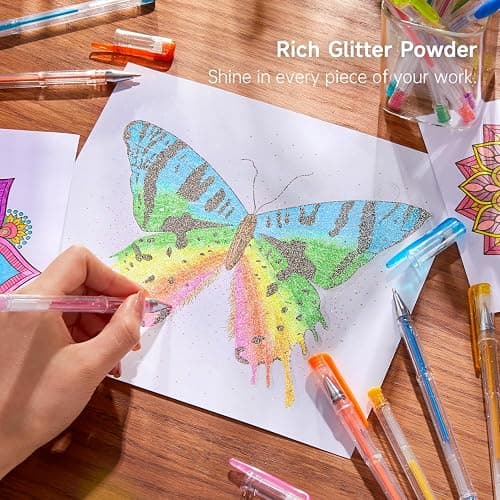 Shuttle Art 240 Pack Glitter Gel Pens, 120 Colors Glitter Gel Pen Set with 120 Refills for Adult Coloring Books Craft Doodling thumbnail 5