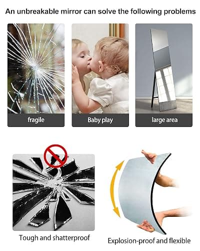 Unbreakable Plexiglass Acrylic Mirror for Kids, 1 PCS 8 x 8 inch, Shatterproof Safe Mirror for Wall, Used for Hand Makeup Mirrors, Hang Mirro, Bedroom Door Mirro, Shaving Mirrors, Workout Mirro thumbnail 5