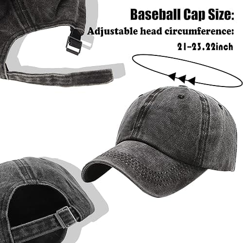 3 Pack Washed Plain Vintage Baseball Cap Cotton Adjustable Twill Bulk Low Profile Classic Dad Hat for Men/Women thumbnail 2