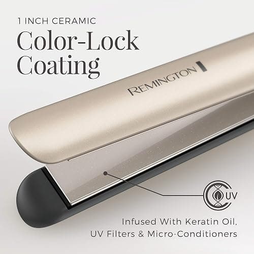 Remington S8A900 Pro 1” Flat Iron with Color Care Heat Control Sensing Technology and Ceramic Color-Lock Coated Plates, Straighten Color Treated Hair While Protecting from Damage and Fading thumbnail 3