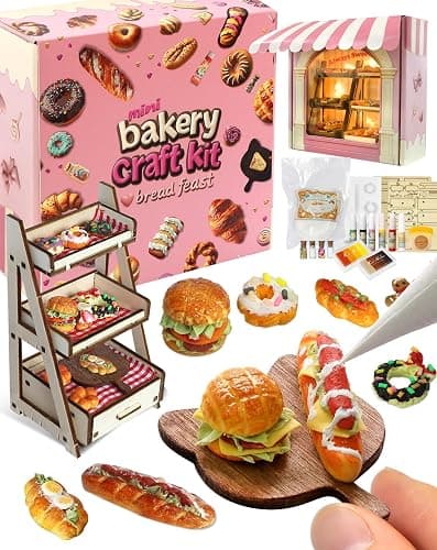 iLAND Crafts Kits for Girls Ages 8-12 Molding Air Dry Clay for Kids Art Kits for Girls Ages 10-12 DIY Mini Dollhouse Food Toys For 7 9 10 Year Old Kids Tween Cute Birthday Gifts Creative Christmas Fun - Image 1