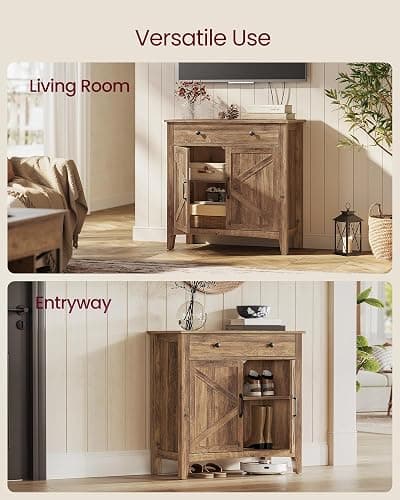VASAGLE LIRY Collection - Buffet Cabinet, Coffee Bar Cabinet with a Drawer, Adjustable Shelf, Sideboard Storage with Cable Hole, Drawer Divider, Honey Brown UBBK341K01 thumbnail 7
