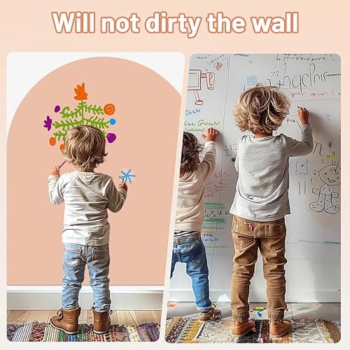 Magnetic Arch Wall Decal, 40 x 32 Upgraded Self-Adhesive Magnetic Chalkboard for Wall, Magnet Wall Drawing Learning for Kids Playroom, School, Home (Light Pink thumbnail 5