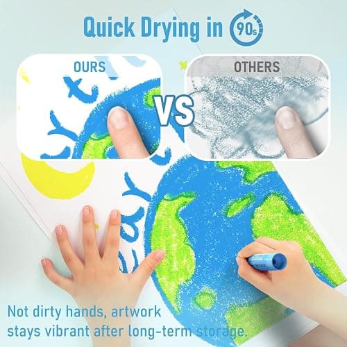 JUPITEARTH Tempera Paint Sticks for Kids, Quick Drying, 24 Colors | Non-Toxic and Washable Paint Sticks, 120 PDF Coloring Pages and 30 Stickers, Smooth, Mess-Free Art Supplies for Crafts thumbnail 3