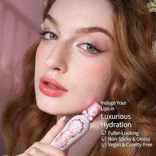 Flower Knows Midsummer Fairytales Coating Lip Lacquer,Glowy Non-Fading Lip Gloss,Hydrating Tinted Lip Oil for Girls&Women,Vegan & Cruelty Free,0.17Fl Oz(G03 Firefly) thumbnail 5