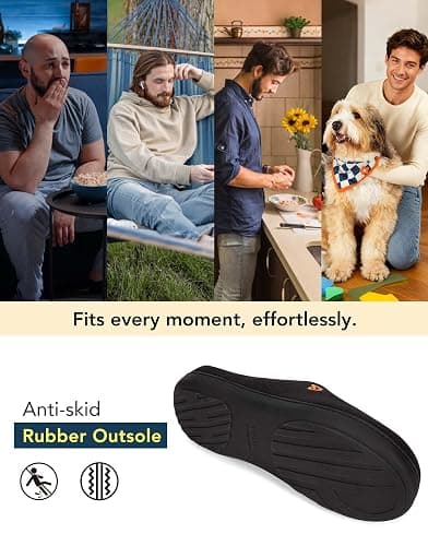 VeraCosy Men's Two-Tone Memory Foam House Slippers Indoor Outdoor Durable Rubber Sole thumbnail 7