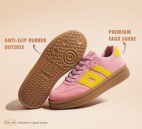 TIMEJOY Women's Platform Sneakers Vintage Tennis Shoes with Thick Rubber Gum Sole Breathable Cushioned Comfort for Casual, Sporty & Streetwear thumbnail 3