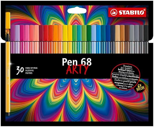 STABILO - Feutre de coloriage - Pen 68 ARTY - Etui carton x 30 feutres de coloriage adulte pointe moyenne - coloris assortis - gamme ARTY - Image 1