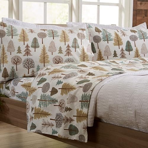 Great Bay Home Twin Size Microfiber Sheet Set - Lodge Decor 3-Piece Bed Sheets - Ultra-Soft and Smooth Brushed Microfiber Woodland Decor Bedding (Forest Trail) - Twin - 12 - Forest Trail - Image 1