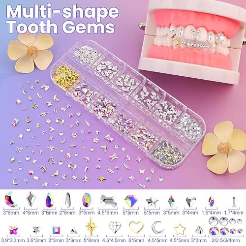 DAZZLEBRITE Tooth Gem Kit, Bedazzling Tooth Gems Kit for Teeth, Beginners Starter Crystals Teeth Jewelry Gem for Women Men, Teeth Gems Kit with Tooth Gem Glue thumbnail 2