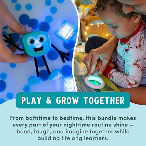 Glo Pals Light Up Bundle Bath Toy, Book, 2 Light Cubes & 1 Magic Magnifier | Water-Activated Light-Up Blair Character & Cubes Bath & Pool Toys, Interactive Book With Magic Magnifier, Batteries Included thumbnail 5