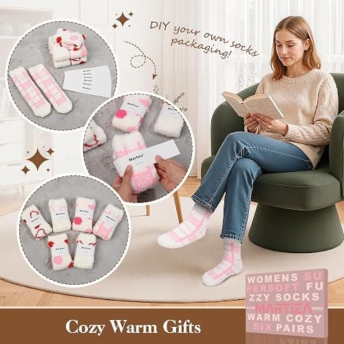 MARTIZA Womens Fuzzy Socks,6 Pairs Cozy Plush Fluffy Slipper Warm Soft Sleep Socks for Women Men Gifts thumbnail 2