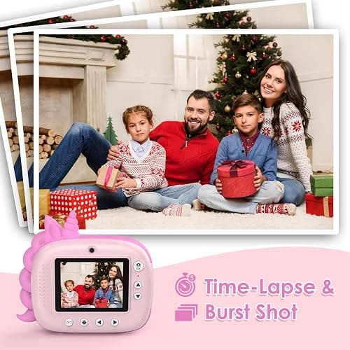 HiMont Kids Camera Instant Print, Selfie Digital Camara for Kids with Print Paper & 32G Card, 2.5K Video & Instant Print Camera with Color Pens for DIY, Fun Gift for Girls Boys 3-12 Years Old (Pink) thumbnail 3