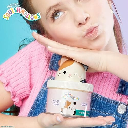 Original Squishmallows Cam The Cat Premium Cloud Slime, Coconut-Scented, 8 oz., Storage Container with Figurine Topper, Rubber Charm, Goodie Bags Stuffers, Kids Party Favors, Sensory Toys thumbnail 2