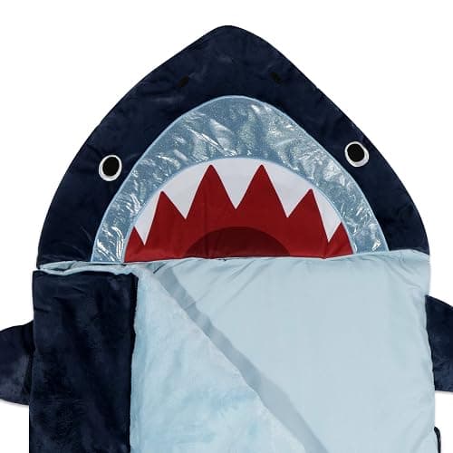 Heritage Kids Shark Plush Hooded Sleeping Bag, 64" L x 25" W, Blue thumbnail 3