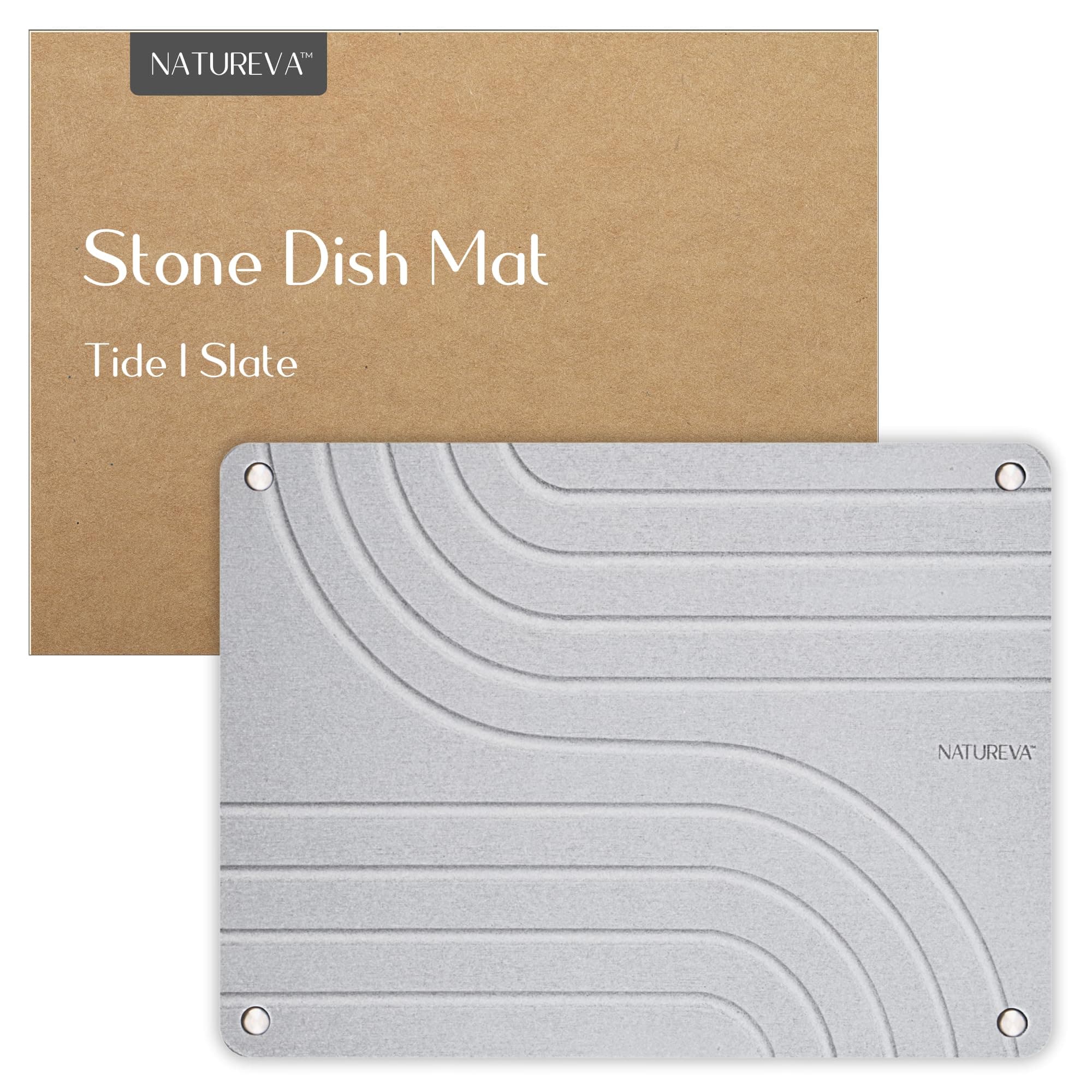 Home - Stone Dish Drying Mat | Super Absorbent, Quick Dry | Diatomite Mats for Kitchen Counter | Made of Natural Diatomaceous Earth | Absorbing Water Instantly | Design Tide | Colour Slate - Image 1