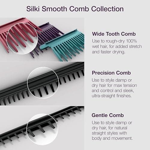 Shark SilkiPro™ Straight | Wet-to-Dry Hair Straightener + Rapid Blow Dryer | 3 Interchangeable Combs | Ultra-Fast Drying | No Heat Damage | for All Hair Types | Rose Petal | HT400PK thumbnail 9