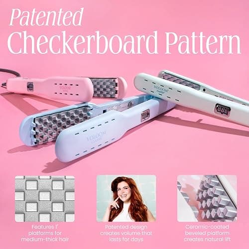 VOLOOM Petite 1” Inch Professional Volumizing Ceramic Flat Iron - Hair Volumizer & Styling Tool with Adjustable Temp & Auto Shut-Off for Lasting Volume for Medium or Fine Hair - Heat Resistant Case thumbnail 3