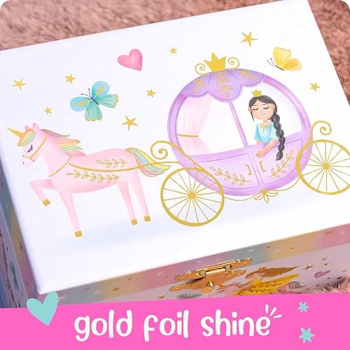 Giggle & Honey Musical Princess Jewelry Box for Girls - Kids Jewelry Box with Spinning Princess, Princess Gifts for Girls, Unicorn Toys - 6 x 4.7 x 3.5 in thumbnail 7