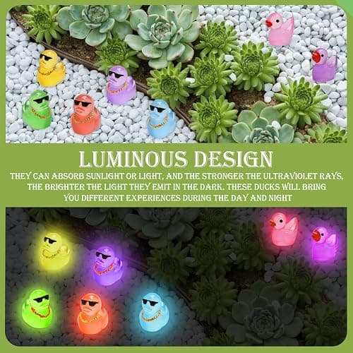 TENTHPEO 120 Pcs Mini Ducks, Colorful Mini Resin Ducks Tiny Duck Glow in the Dark Little Duck for Fairy Garden, Luminous Aquarium Decor, Tiny Homes, DIY Craft Kit thumbnail 4