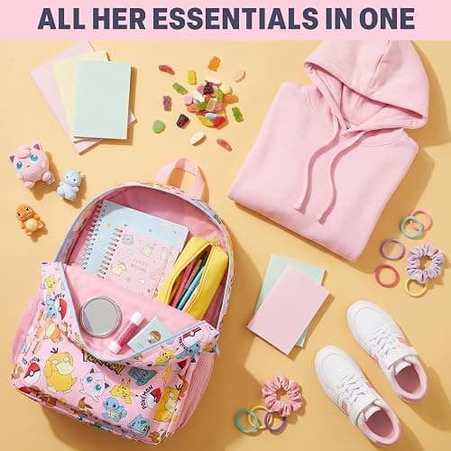 Get Trend Pokemon Kids Backpack for Girls, 18in Bookbag with Padded Straps, Pikachu Travel School Bag Anime Gifts for Girls (Multi Pokemon) thumbnail 6