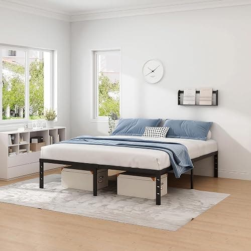 NEW JETO Metal Bed Frame,Full Size Bed Frame with Storage Space,Heavy Duty Sturdy Mattress Foundation,Easy Assembly,No Box Spring Needed, Black,16 Inch,Full thumbnail 2