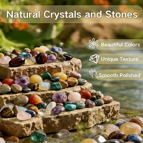 132PCS Multicolor Healing Crystals Gem Stones,0.4inch Polished Crystal Chip | 18 Types Natural Gemstones rocks,Crystals and Healing Stones for Jewelry Making,Reiki,Meditation,Witchcraft,Craft&Home Decor thumbnail 4