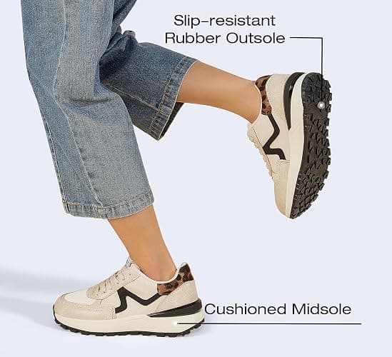 LUCKY STEP Women's Retro Fashion Casual Sneakers Platform Classic Trendy Trainning Anti-Slip Tennis Travel Walking Shoes thumbnail 4
