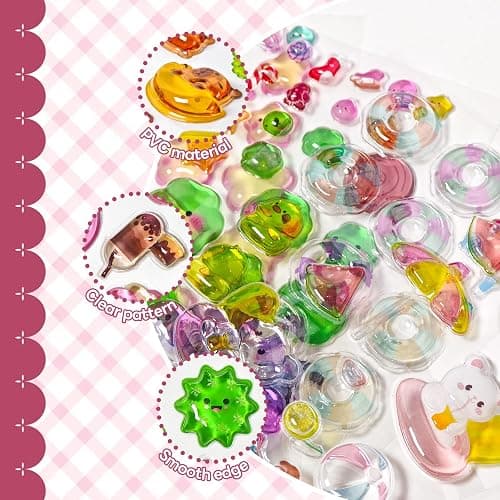 3D Fluffy Cartoon Resin Decorative Sticker Stackable Crystal Relief Stickers Homemade Paster Suitable for Party Birthday and Holiday Gifts Room Aesthetic Decoration and Daily DIY Creative Projects. thumbnail 5